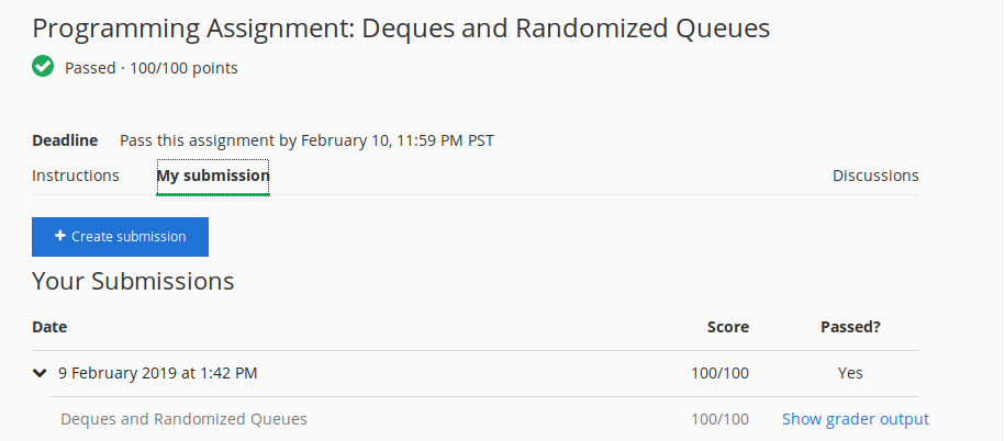 Deque and Randomized Queue Results